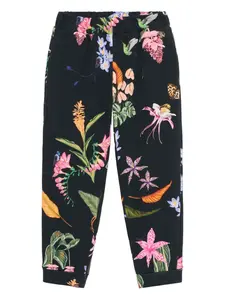 Брюки из джерси с тропическим принтом Roberto Cavalli, черный