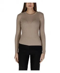 Бежевый вязаный свитер с круглым вырезом Vila, бежевый