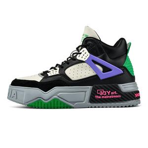 AD Амортизирующие устойчивые к истиранию высокие скейтерские кроссовки мужские бело-черные, цвет White Black