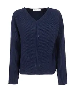 Синий шерстяной свитер с V-образным вырезом Skills & Genes, синий
