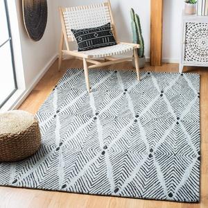 Ковер SAFAVIEH, 153 x 244 см, коллекции Micro-Loop - Light Blue & Charcoal, ручной работы из шерсти, идеален для помещений с высокой проходимостью в гостиной, спальне (MLP179M)