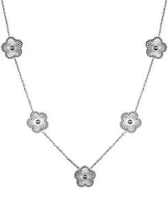 Серебряное ожерелье с пятью листочками клевера, устойчивое к потускнению Adornia, silver