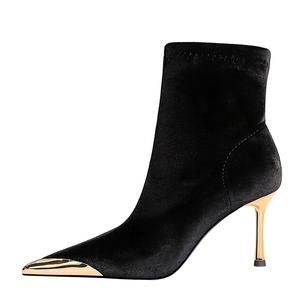 QITUMAUL Черные женские ботильоны [высота каблука 8 см], цвет Black[Heel Height 8cm]