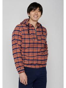 Базовая толстовка с капюшоном в клетку оранжевого цвета GreenBomb