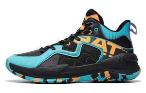 Баскетбольные кроссовки Basketball Shoes Men High-Top Qiaodan, цвет Black-blue-orange