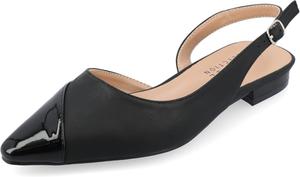 Женские туфли-слингбек Journee с пряжкой, твидовые, на устойчивом каблуке, закрытый носок, с комфортной пеной, модель Daphnne Journee Collection, черный