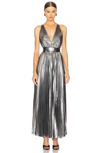 Платье плиссированное oria из ламе Milly, серебряный