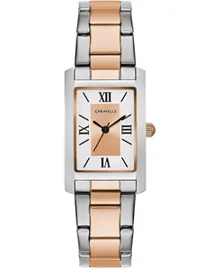 Женские двухцветные наручные часы из нержавеющей стали 21x33 мм Caravelle