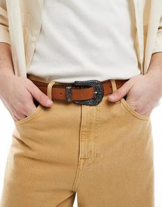 Цветочный пояс в стиле вестерн в коричневом цвете ASOS DESIGN