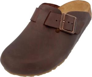 Сабо HAFLINGER Porto Elegant из кожи с резиновой подошвой и стелькой из пробки и латекса, универсальные, темно-коричневый