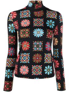 La DoubleJ топ с высоким воротником и цветочным принтом, черный