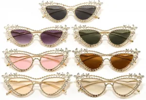 Винтажные солнцезащитные очки Melrose «кошачий глаз» с блестками для женщин. Модные роскошные солнцезащитные очки со стразами для женщин. Элегантные очки, Green