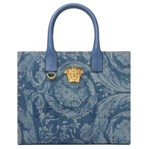 VERSACE Тканевая сумка шопер женская синяя