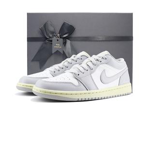 Jordan Баскетбольные кроссовки Air 1 Anti Slip, износостойкие, низкие, винтажные, унисекс, белые, серые