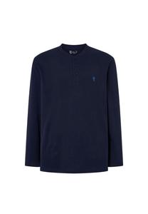 Мужская пижамная футболка с короткими рукавами и планкой на пуговицах, однотонная, синяя El Búho NOCTURNO, синий