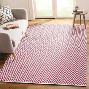 Ковер SAFAVIEH, 153 x 244 см, Montauk Collection - , Red & Ivory, ручной работы шеврон хлопок, идеален для помещений с высокой проходимостью в гостиной, спальне (MTK812K)