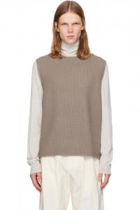 Homme Plissé Issey Miyake Вязаный жилет в деревенском стиле, бежевого цвета