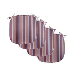 Подушки на обеденный стул в полоску ABAKUHAUS, вертикальные линии штрих-кода, декоративная водонепроницаемая подушка с ремнями для кухонных сидений, 40 см x 40 см — упаковка из 4 шт., сине-серый рубиновый