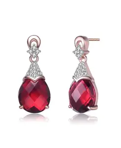 Серьги-Подвески из стерлингового серебра 18 карат, покрытые розовым золотом, с цветными кубическими цирконами Genevive, red