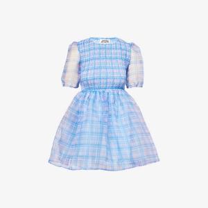 Платье мини Amy Lynn бэби-долл из органзы в клетку, фиолетовый