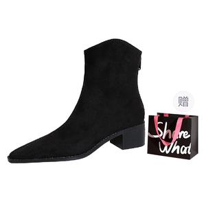 BIGTREE Черные и темно-коричневые женские ботильоны без подкладки с подарочной сумкой, цвет Black Unlined+Shopping Bag