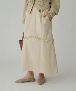 Юбка с оборками из хлопка и нейлона Babylone, цвет Light Beige(56)