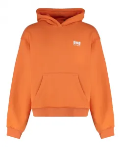 Хлопковая толстовка с капюшоном и ребристой отделкой. Nahmias, оранжевый