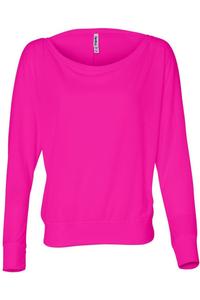 Женская струящаяся футболка с открытыми плечами и длинным рукавом BELLA + CANVAS Bella + Canvas, неоново-розовый