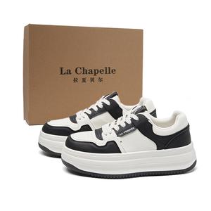 La Chapelle Износостойкие низкие скейтерские туфли на платформе для женщин черно-белые, цвет Black White