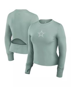 Женский зеленый приталенный спортивный топ с длинными рукавами Dallas Cowboys Studio Fanatics