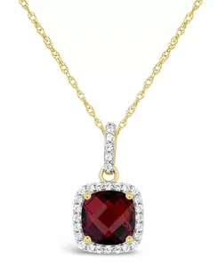 Ожерелье с подвеской из 10-каратного желтого золота с гранатом-перидотом (2 карата, tw) и выращенным в лаборатории белым сапфиром (1/6 карата, tw). Также доступно с перидотом. Macy'S, garnet