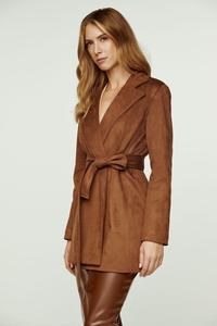 Коричневая куртка из алькантары с поясом Conquista, коричневый