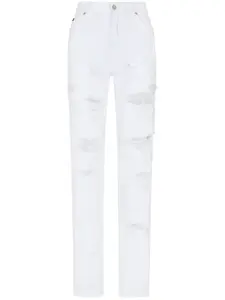 Прямые джинсы с эффектом потертости DOLCE & GABBANA, белый