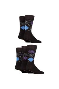 Мужские 5 пар бамбуковых носков Farah Argyle с рисунком и полосками, фиолетовый