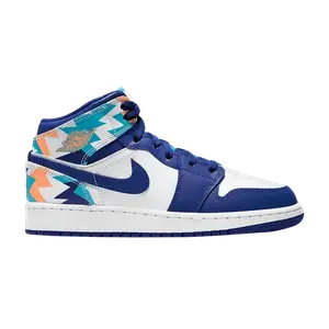 Кроссовки Air Jordan Air Jordan 1 Mid GS 'Geometric Pint', синий