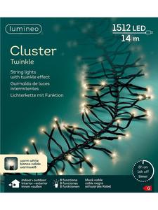 Lumineo Гирлянда CLUSTER TWINKLE 1512 из светодиодов, 14 м, черный кабель, теплый белый свет