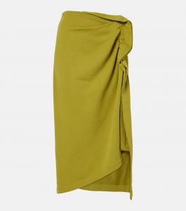 Юбка миди из хлопка со сборками Dries Van Noten, Light Green