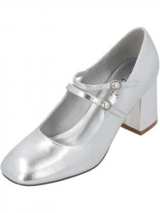 Туфли-лодочки серебристого цвета с металлическим блеском palado