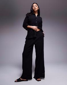 Широкие брюки River Island с жатым кроем, черного цвета