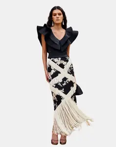 Миди-юбка с бахромой Miphai, черный