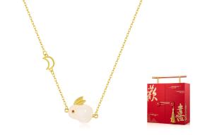 Женское нефритовое ожерелье Jodie＆Kevin, Flow Rabbit Necklace + Heart Joy Gift Box