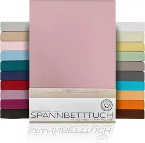 Простыня на резинке BEAUTEX из гребенного хлопка, трикотаж премиум-класса 160 г/м², размер и цвет на выбор, 90x200 см, античная роза, тип матраса: стандартный матрас Beautex GmbH