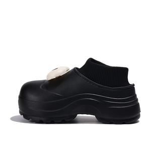 XMISTUO EVA тихие устойчивые к истиранию нескользящие закрытые тапочки женские 8036-5 черные [высокие водонепроницаемые утепленные ботинки]