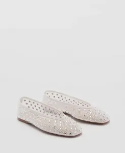 Женские туфли с сеткой и стразами MANGO, белый