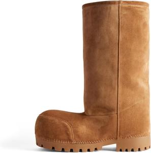 Женские зимние сапоги на платформе, замшевые с мехом, хиппи, средней высоты, классические, удобные, высокие, массивные, модные Kapxumo, Brown