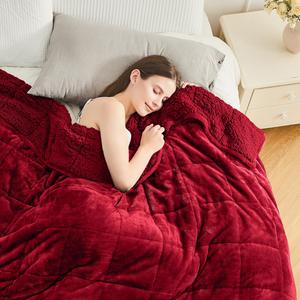 Утяжеленное одеяло Cottonblue Sherpa для взрослых 15 фунтов (6.8 кг), размер Queen Twin 152х203 см, уютное флисовое одеяло для сна, успокаивающее и расслабляющее, мягкое тяжелое одеяло для кровати и дивана, цвет burgundy