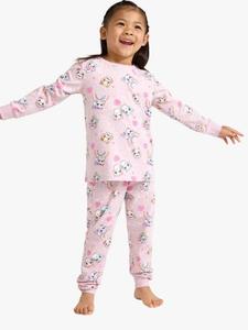 Детский хлопковый пижамный комплект с длинными рукавами и кошачьим принтом Lindex, Dusty Pink