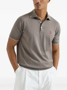 Поло с вышитым логотипом Brunello Cucinelli, серый