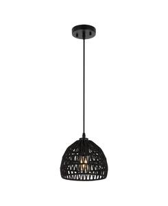 Подвесной светильник Campana 8,25 дюйма, 1 лампа, богемный модерн, плетеная веревка/железо, светодиодный, белый Jonathan Y, черный