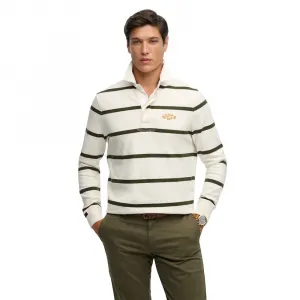 Поло Superdry Vintage Athletic Stripe Rugby с длинным рукавом, белый